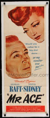 9g057 MR. ACE linen insert '46 headshot art of George Raft & pretty Sylvia Sidney, film noir!