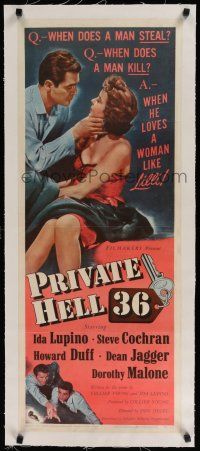 9g060 PRIVATE HELL 36 linen insert '54 sexy Ida Lupino makes men steal and kill, Don Siegel!