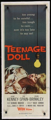 9g063 TEENAGE DOLL linen insert '57 art of sexy tempted & tarnished bad girl violently thrown aside!