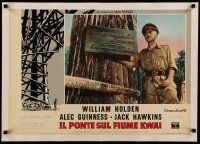 9g278 BRIDGE ON THE RIVER KWAI linen Italian photobusta '58 close up of Alec Guinness by plaque!