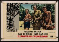 9g283 BRIDGE ON THE RIVER KWAI linen Italian photobusta '58 William Holden, Jack Hawkins & Horne!