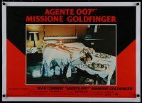 9g289 GOLDFINGER linen Italian photobusta R80s James Bond, sexy golden Shirley Eaton on bed!