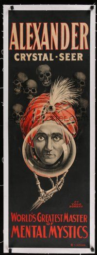 9g020 ALEXANDER CRYSTAL-SEER linen magic poster '15 world's greatest master of mental physics!