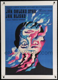9g216 JAK DALEKO STAD, JAK BLISKO linen Polish 23x33 '71 wild Gorka art of upside-down face!