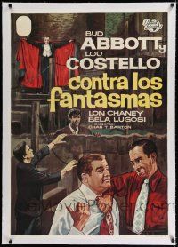 9g196 ABBOTT & COSTELLO MEET FRANKENSTEIN linen Spanish R65 different Alvaro art w/Lugosi & Chaney!
