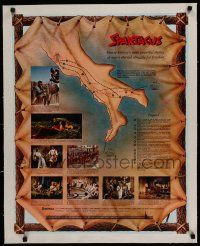 9g036 SPARTACUS linen special 22x28 '61 Stanley Kubrick classic, cool map & history of gladiators!