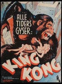 9h145 KING KONG Danish R50s cool art of giant ape on building holding topless Fay Wray!