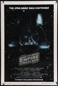 9h047 EMPIRE STRIKES BACK linen NSS style advance 1sh '80 Darth Vader head floating in space!