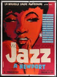 9h104 JAZZ ON A SUMMER'S DAY linen French 1p '59 wonderful M. Romauld art of Dinah Washington!