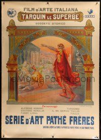 9h108 TARQUIN THE PROUD linen French 1p 1911 great art of Roman tyrant by V. Lorant-Heilbronn!