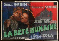 9h227 LA BETE HUMAINE French 2p '38 Jean Renoir, art of Jean Gabin, Simone Simon & train!