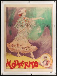 9h117 MONTERITO linen French 31x47 1902 art of pretty Spanish woman dancing by F. Larromet!