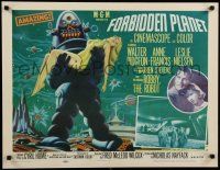 9h154 FORBIDDEN PLANET style B 1/2sh '56 classic art of Robby the Robot carrying sexy Anne Francis!