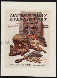 9h202 SATURDAY EVENING POST magazine cover October 15, 1938 coal furance art by J.C. Leyendecker!