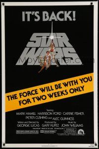 9h036 STAR WARS 1sh R81 sci-fi classic, it's back, the force will be with you for two weeks only!