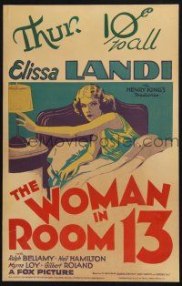 9h200 WOMAN IN ROOM 13 WC '32 art of woman involved in murder of man she didn't have affair with!