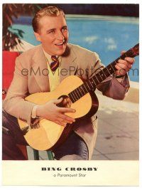9j222 BING CROSBY color 9.25x12.25 still '34 wonderful Paul Hesse portrait playing guitar!