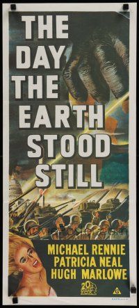 9j247 DAY THE EARTH STOOD STILL Aust daybill R70s Robert Wise classic sci-fi, art of giant hand!