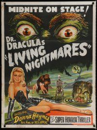 9j357 DR. DRACULA'S LIVING NIGHTMARES Aust special poster '50s art of sexy Donna Haynes & monsters