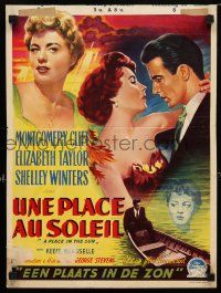 9j414 PLACE IN THE SUN Belgian '51 Montgomery Clift, Elizabeth Taylor, Shelley Winters, different!
