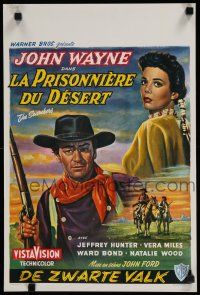 9j415 SEARCHERS Belgian '56 different art of John Wayne & Natalie Wood, John Ford classic!