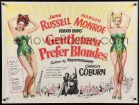 9j510 GENTLEMEN PREFER BLONDES British quad '53 great art of sexy Marilyn Monroe & Jane Russell!