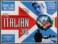 9j515 ITALIAN JOB DS British quad R99 great different image of Michael Caine & Mini-Coopers!