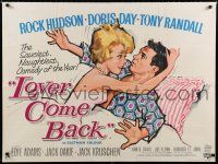 9j517 LOVER COME BACK British quad '62 different art of Rock Hudson & naughty Doris Day in bed!