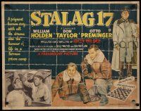 9j502 STALAG 17 English 1/2sh '53 great art montage of lead characters, Billy Wilder, WWII escape!