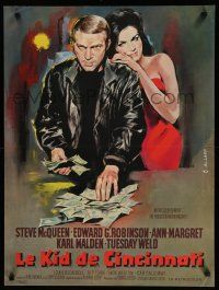 9j440 CINCINNATI KID French 23x32 '65 Allard art of gambler Steve McQueen & sexy Ann-Margret!