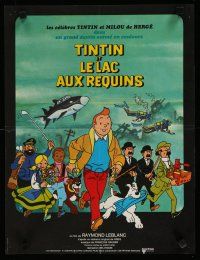 9j435 TINTIN & THE LAKE OF SHARKS French 15x21 '73 Belgian cartoon character created by Herge!