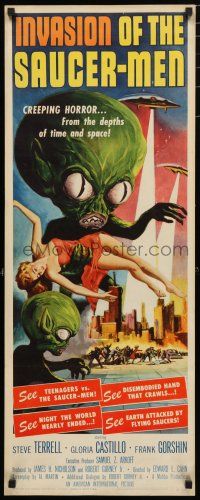 9j003 INVASION OF THE SAUCER MEN insert '57 classic Kallis art of cabbage head aliens & sexy girl!