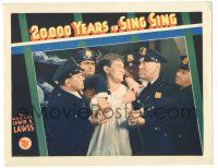 9j144 20,000 YEARS IN SING SING LC '32 Spencer Tracy is held back by five cops, Michael Curtiz!