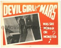 9j255 DEVIL GIRL FROM MARS Canadian LC '55 c/u of alien Laffan in ship, was she woman or monster!