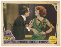 9j197 THREE WEEKENDS LC '28 sexy redhead Clara Bow staring at man with glasses, lost film!