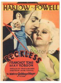 9j074 RECKLESS mini WC '35 two images of sexy Jean Harlow, full-length & with William Powell