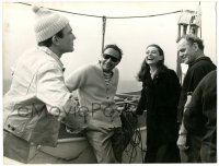 9j230 TWO FOR THE ROAD candid 8.25x11 still '66 Audrey Hepburn, Finney & Stanley Donen on boat!