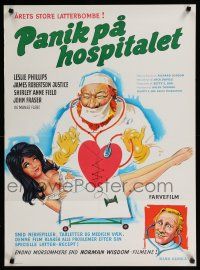9k766 DOCTOR IN CLOVER Danish '66 wacky artwork of doctor examining half-naked girl!