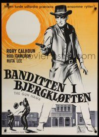 9k785 GUN HAWK Danish '63 cool full-length art of cowboy Rory Calhoun with gun!