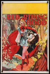 9k096 RED RIDING HOOD stage play English double crown '30s stone litho art of sexy Red!