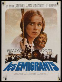 9k688 EMIGRANTS French 23x32 '71 great close up of Liv Ullmann, Max Von Sydow, Jan Treoll