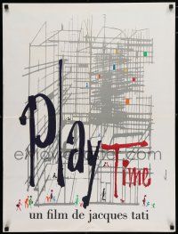 9k696 PLAYTIME French 23x32 '67 Jacques Tati, cool different art by Baudin & Rene Ferracci!