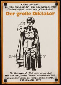 9k229 GREAT DICTATOR German 12x17 R73 Charlie Chaplin directs and stars, wacky WWII comedy!