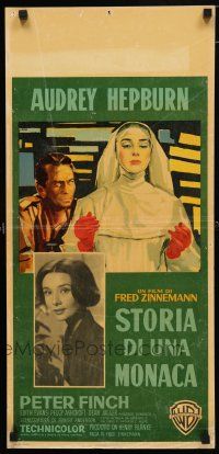 9k423 NUN'S STORY Italian locandina '59 different art of missionary Audrey Hepburn by Brini!