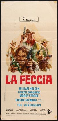 9k424 REVENGERS Italian locandina '72 art of cowboys William Holden, Borgnine & Woody Strode!