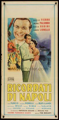 9k425 RICORDATI DI NAPOLI Italian locandina '58 romantic artwork by Carlantonio Longi!