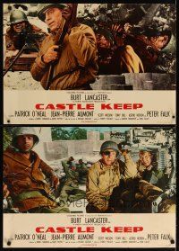 9k447 CASTLE KEEP set of 4 English Italian photobustas '69 Burt Lancaster & sexy girls in WWII!