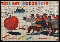 9k500 DOLINA SZCZESCIA Polish 27x38 '83 bizarre Andrzej Pagowski art of crowd chasing apple!