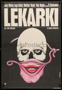 9k571 WOMEN DOCTORS Polish 27x38 '85 bizarre Jakub Erol art of skull w/female mask!