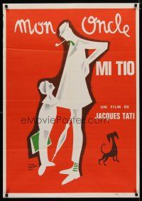9k111 MON ONCLE Spanish R78 cool art of Jacques Tati as My Uncle, Mr. Hulot!